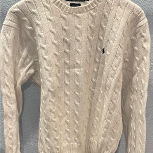 Polo by Ralph Lauren Men's White Cable Knit Sweater